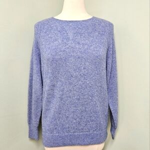 J. Crew Blue Waffle Knit Crewneck Sweater Women's Long Sleeve Size XS Like New